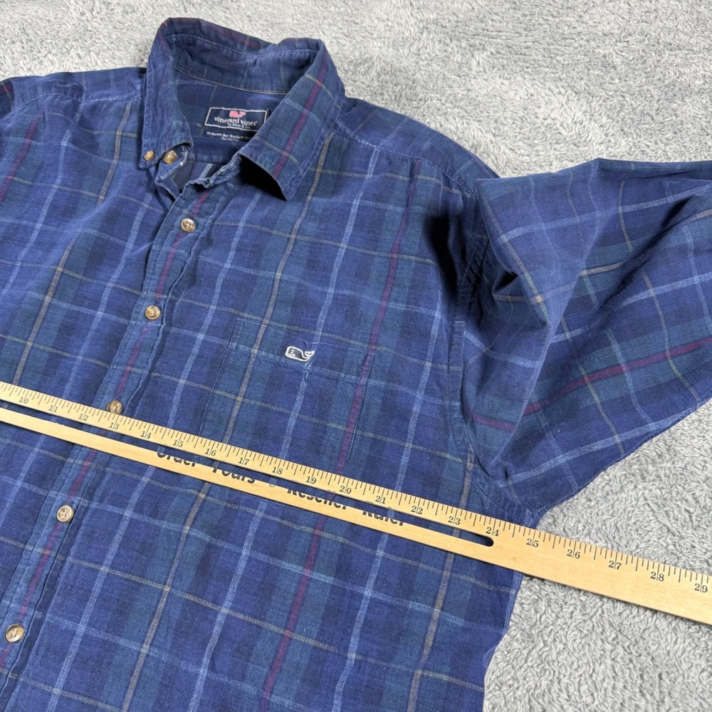 Vineyard Vines Button Down Shirt Mens XL Blue Corduroy Plaid Classic Fit Tucker - Picture 6 of 7